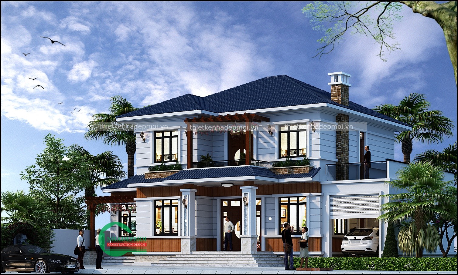 Mẫu nhà 1 trệt 1 lầu mái ngói kiểu biệt thự hiện đại anh đạt - msbtvmn2021
