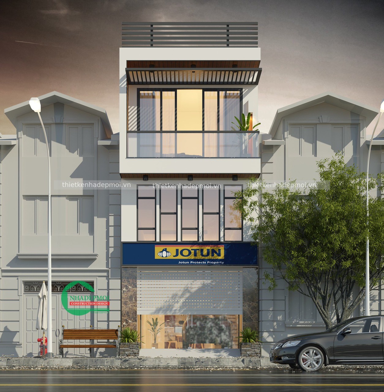 Mẫu nhà 1 trệt 1 lửng 1 lầu kinh doanh mặt tiền 4.5m sơn anh thuấn - msno2020