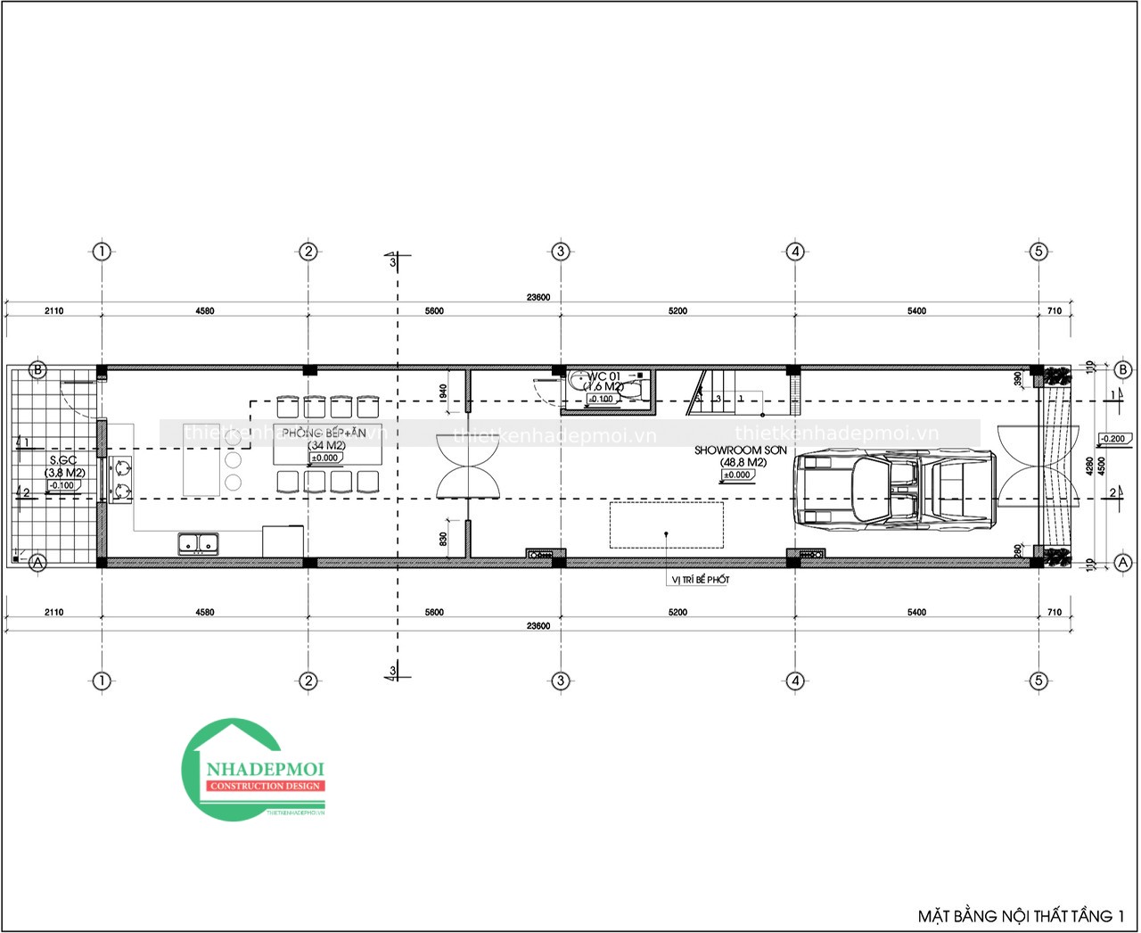 Mẫu nhà 1 trệt 1 lửng 1 lầu kinh doanh mặt tiền 4.5m sơn anh thuấn - msno2020