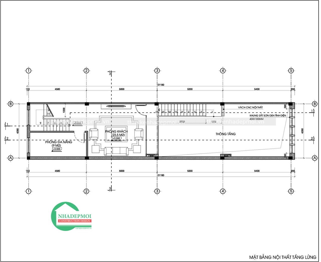 Mẫu nhà 1 trệt 1 lửng 1 lầu kinh doanh mặt tiền 4.5m sơn anh thuấn - msno2020