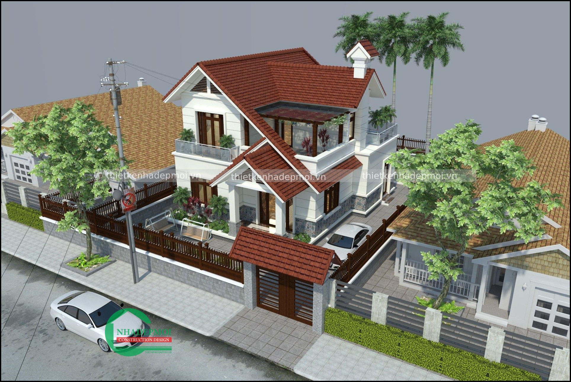 Biệt thự 120m2 đẹp 1 trệt 1 lầu mái thái anh văn - msbtnt2020