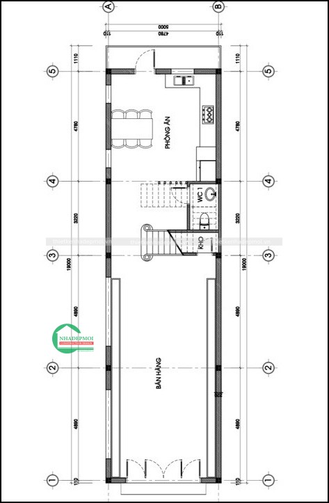 Bản vẽ nhà 5x20 mái thái đẹp 1 trệt 2 lầu 5x18 anh phương - msnp2063