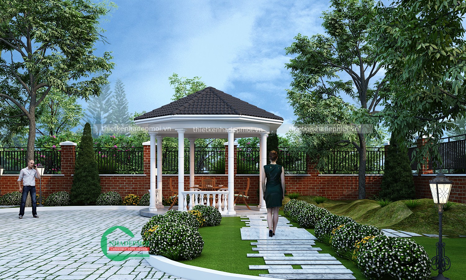 Mẫu nhà cấp 4 2 phòng ngủ mái thái đẹp anh tuấn có sân vườn - msnc42021