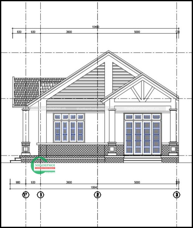 Mẫu nhà cấp 4 nóc thái có 3 phòng ngủ anh minh - msnc42021