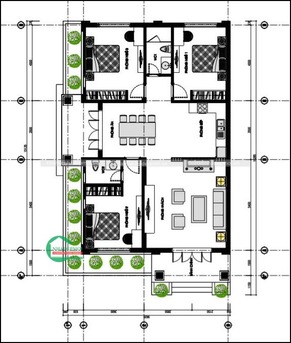 Mẫu nhà cấp 4 nóc thái có 3 phòng ngủ anh minh - msnc42021