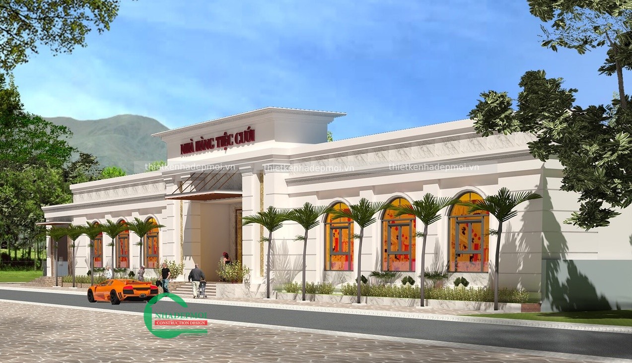 Mẫu nhà hàng tiệc cưi đẹp thiết kế theo phong cách châu âu trệt cô nhung - msnh2020