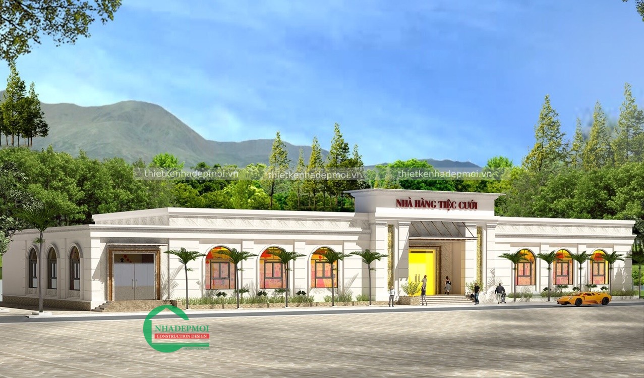 Mẫu nhà hàng tiệc cưi đẹp thiết kế theo phong cách châu âu trệt cô nhung - msnh2020