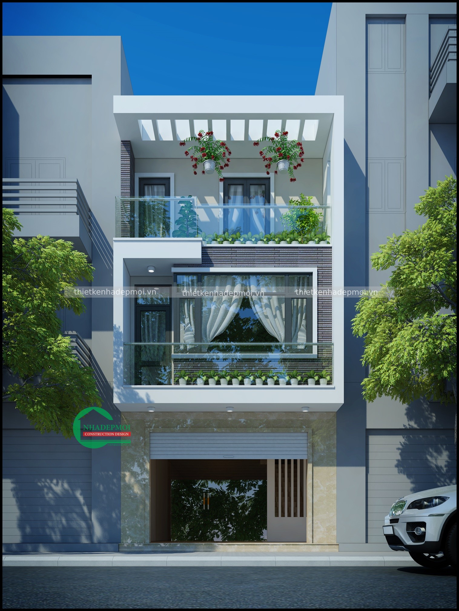 Bản vẽ nhà lệch tầng hiện đại 5m đẹp 1 trệt 2 lầu chị thúy - msnolt2020