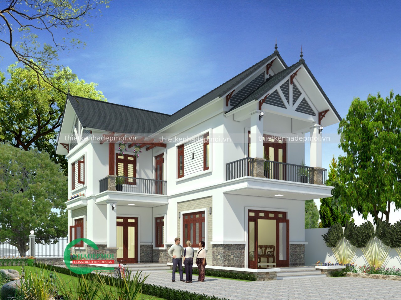 Mẫu nhà mái thái 1 trệt 1 lầu đơn giản chị liên - msnmt2020