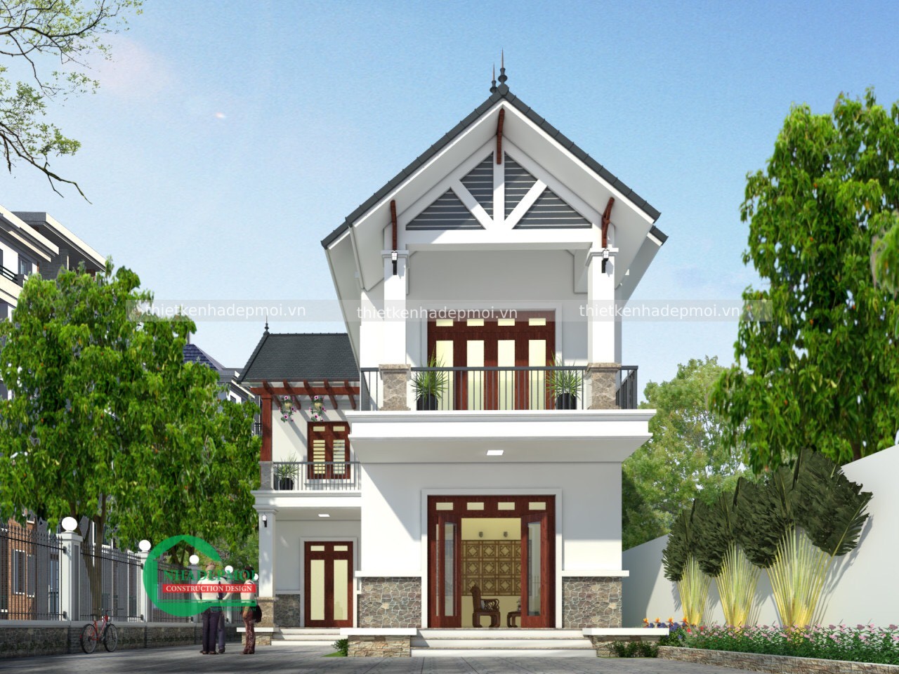 Mẫu nhà mái thái 1 trệt 1 lầu đơn giản chị liên - msnmt2020