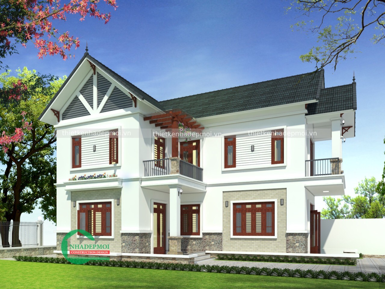 Mẫu nhà mái thái 1 trệt 1 lầu đơn giản chị liên - msnmt2020