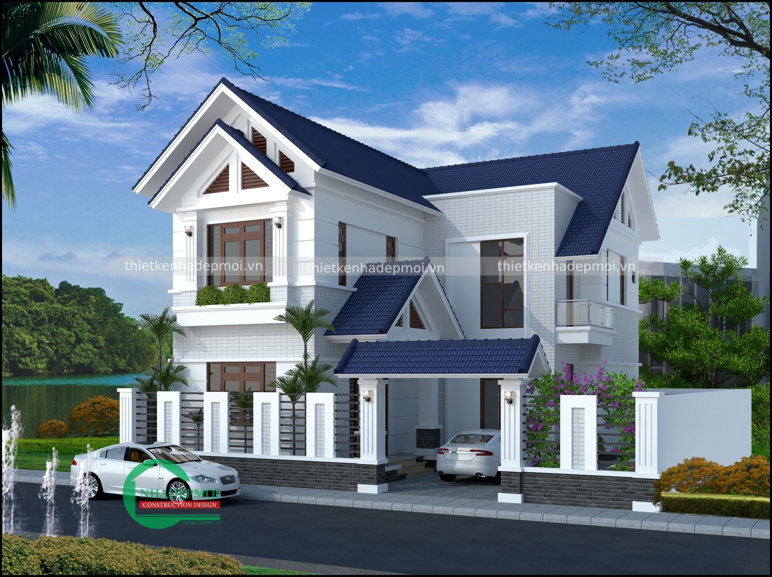 Mẫu nhà 2 tầng chữ l mái thái đẹp 1 mặt tiền ở quê anh phong - msnmt2021