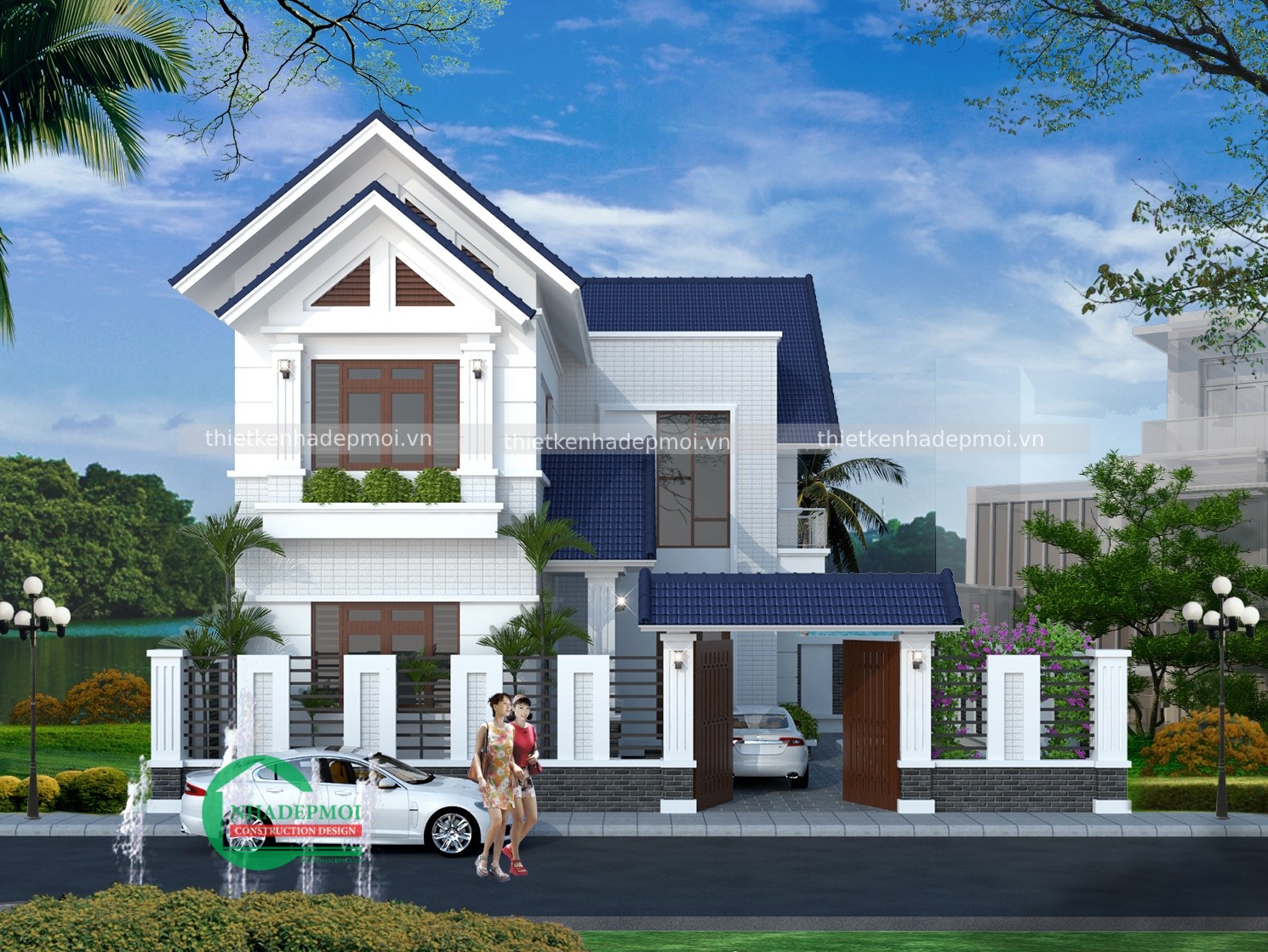 Mẫu nhà 2 tầng chữ l mái thái đẹp 1 mặt tiền ở quê anh phong - msnmt2021