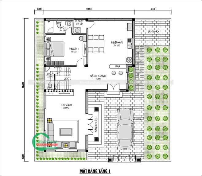Mẫu nhà 2 tầng chữ l mái thái đẹp 1 mặt tiền ở quê anh phong - msnmt2021