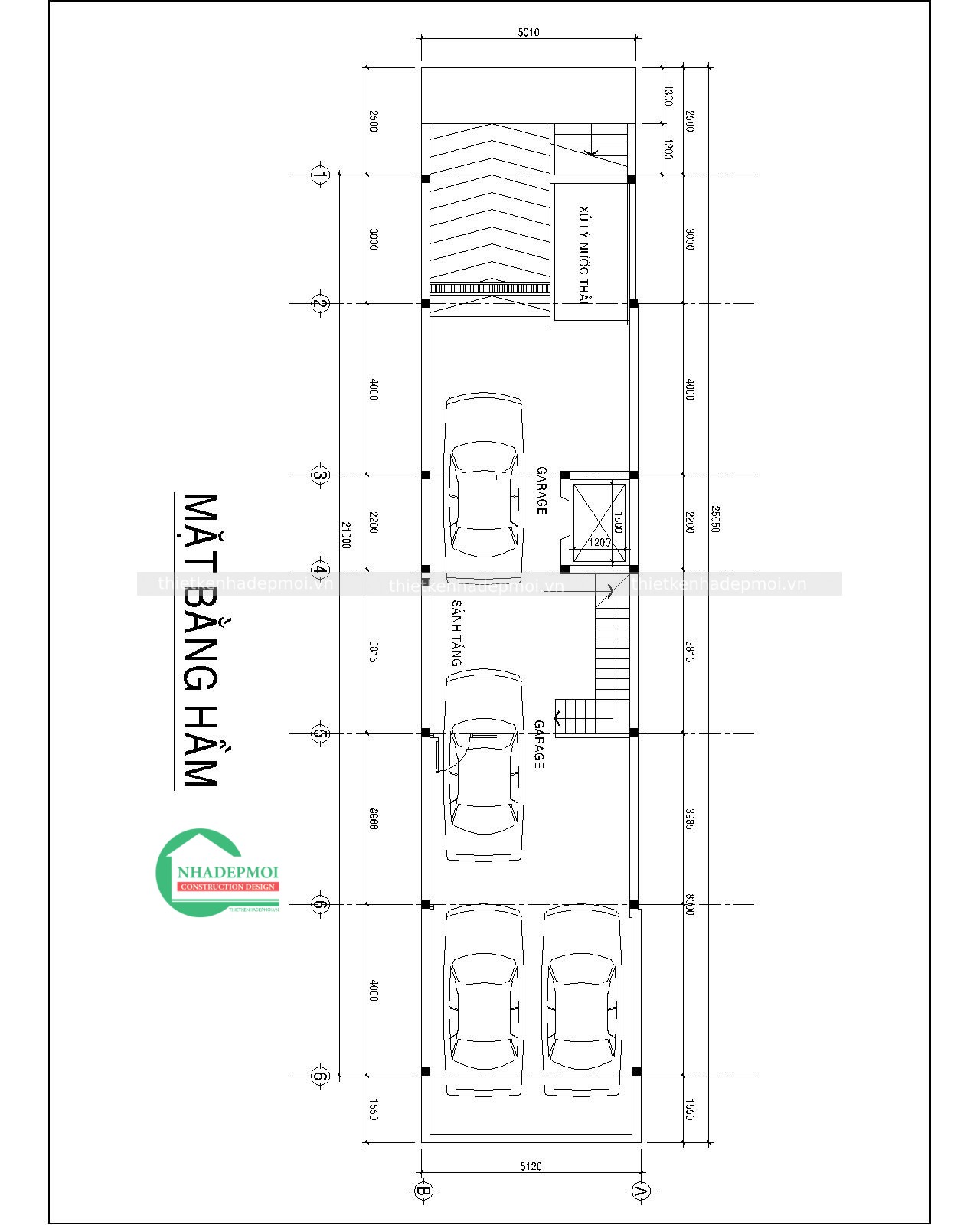 Mẫu nhà phố mặt tiền 5m có tầng hầm kinh doanh văn phòng