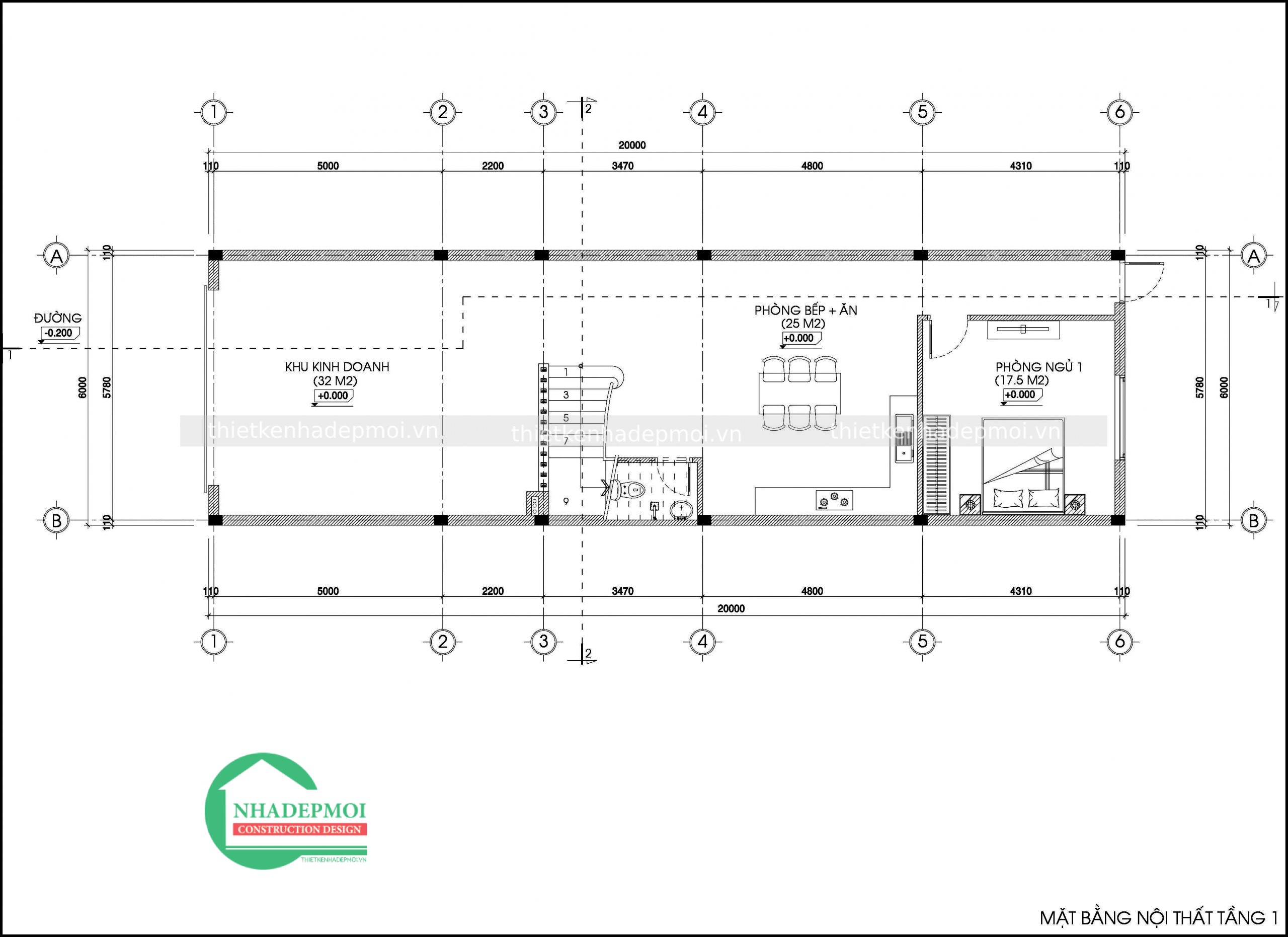 Mẫu nhà lệch tầng 6m mặt tiền kết hợp kinh doanh anh chinh - msnpmt2020