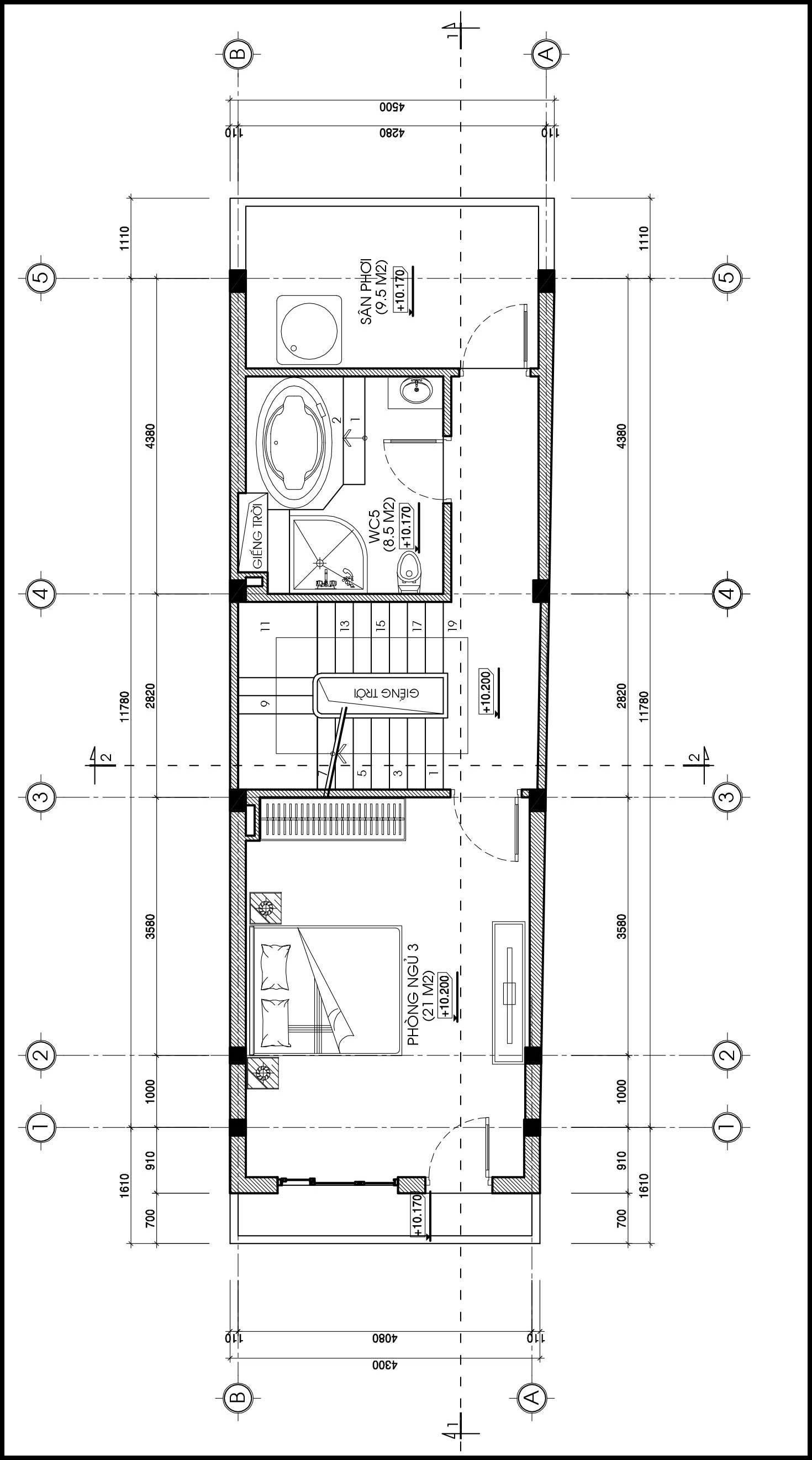 Mẫu nhà mặt tiền 4.5m 4 tầng hiện đại vừa ở vừa kinh doanh anh hùng - msnohd2020