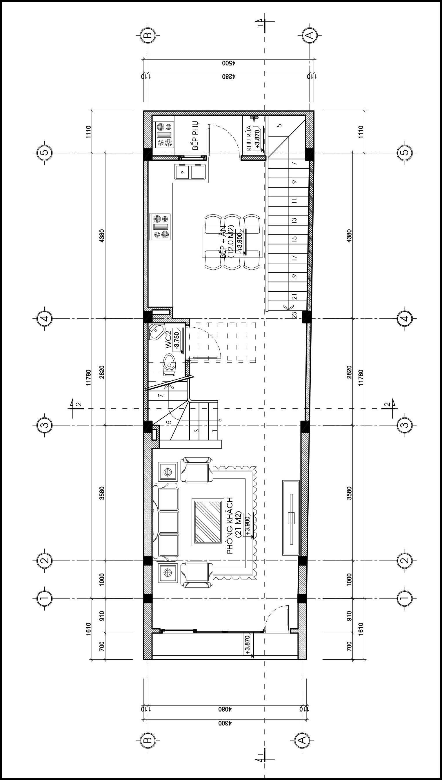 Mẫu nhà mặt tiền 4.5m 4 tầng hiện đại vừa ở vừa kinh doanh anh hùng - msnohd2020