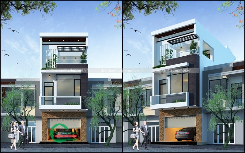Mẫu nhà ống 2.5 tầng hiện đại 5x18m mái bằng ms hương - msnohd5m2020