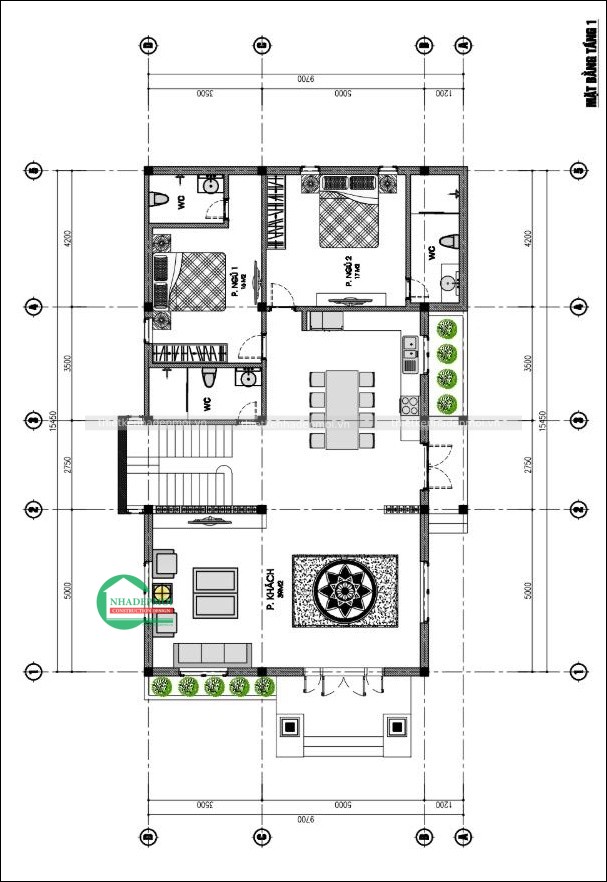 Mẫu biệt thự vườn 1 trệt 1 lầu 5 phòng ngủ 150m2 của bác hưng