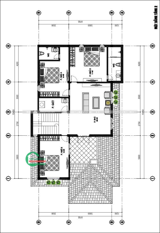 Mẫu biệt thự vườn 1 trệt 1 lầu 5 phòng ngủ 150m2 của bác hưng