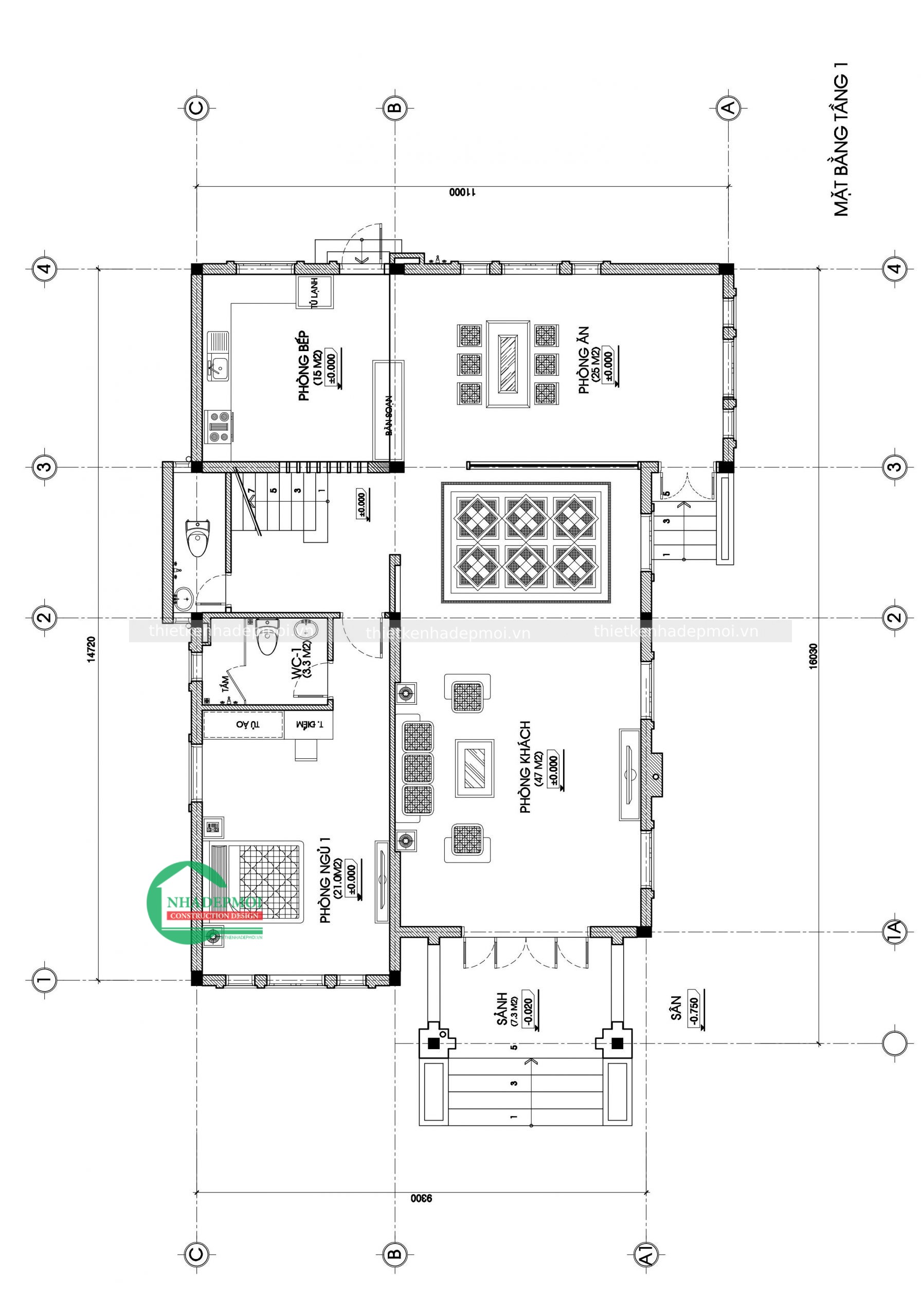 Mẫu nhà vườn 1 trệt 1 lầu hiện đại anh bắc có 4 phòng ngủ 1 phòng thờ - msbtmini20201