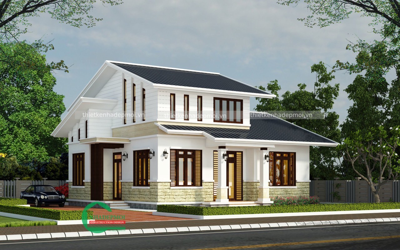 Mẫu nhà vườn 1 tầng mái thái đẹp có tầng lửng anh kiên - msnvgl2020