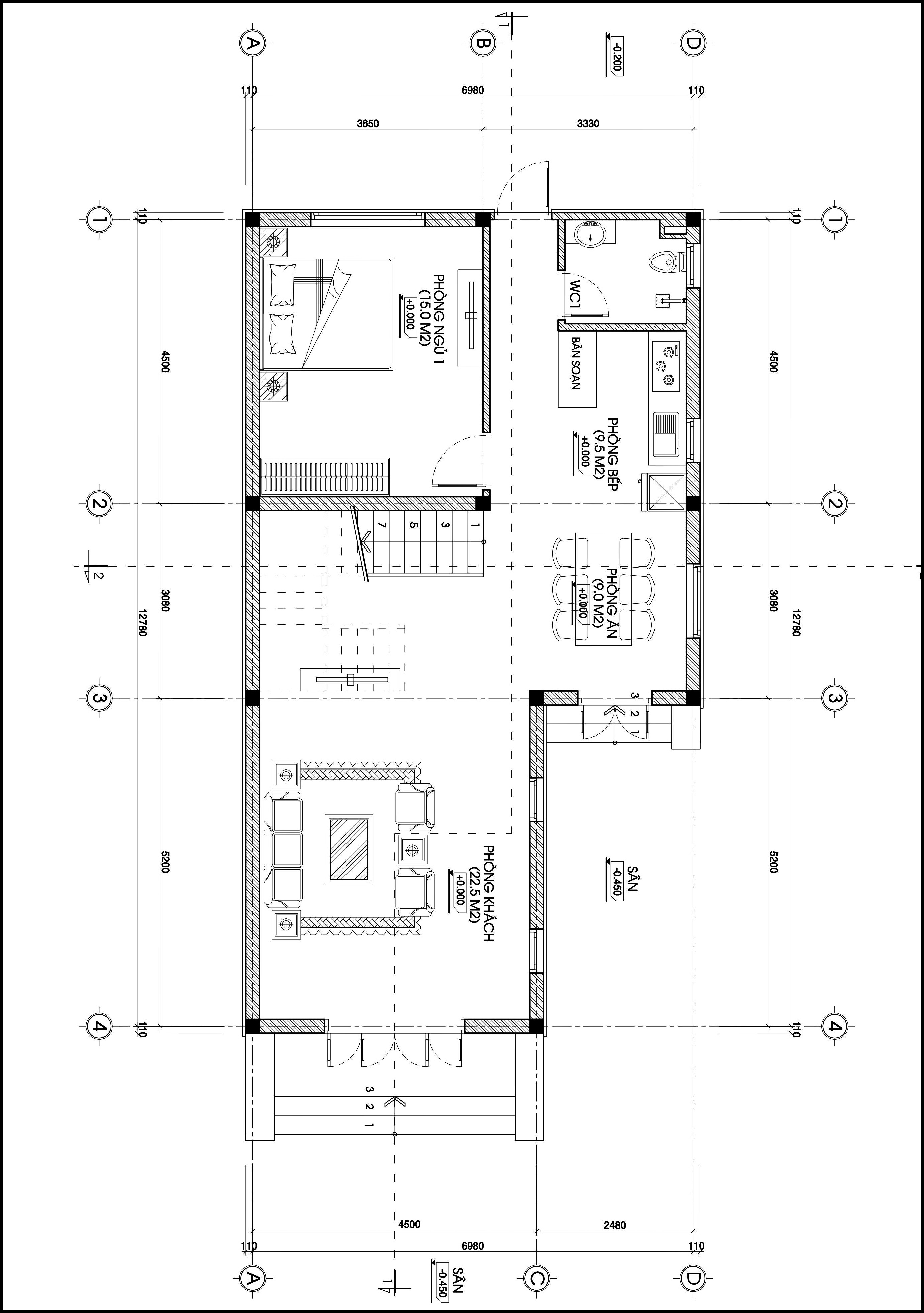 Mẫu biệt thự mini 90m2 1 trệt 1 lầu mái thái anh chinh - msnmn9020