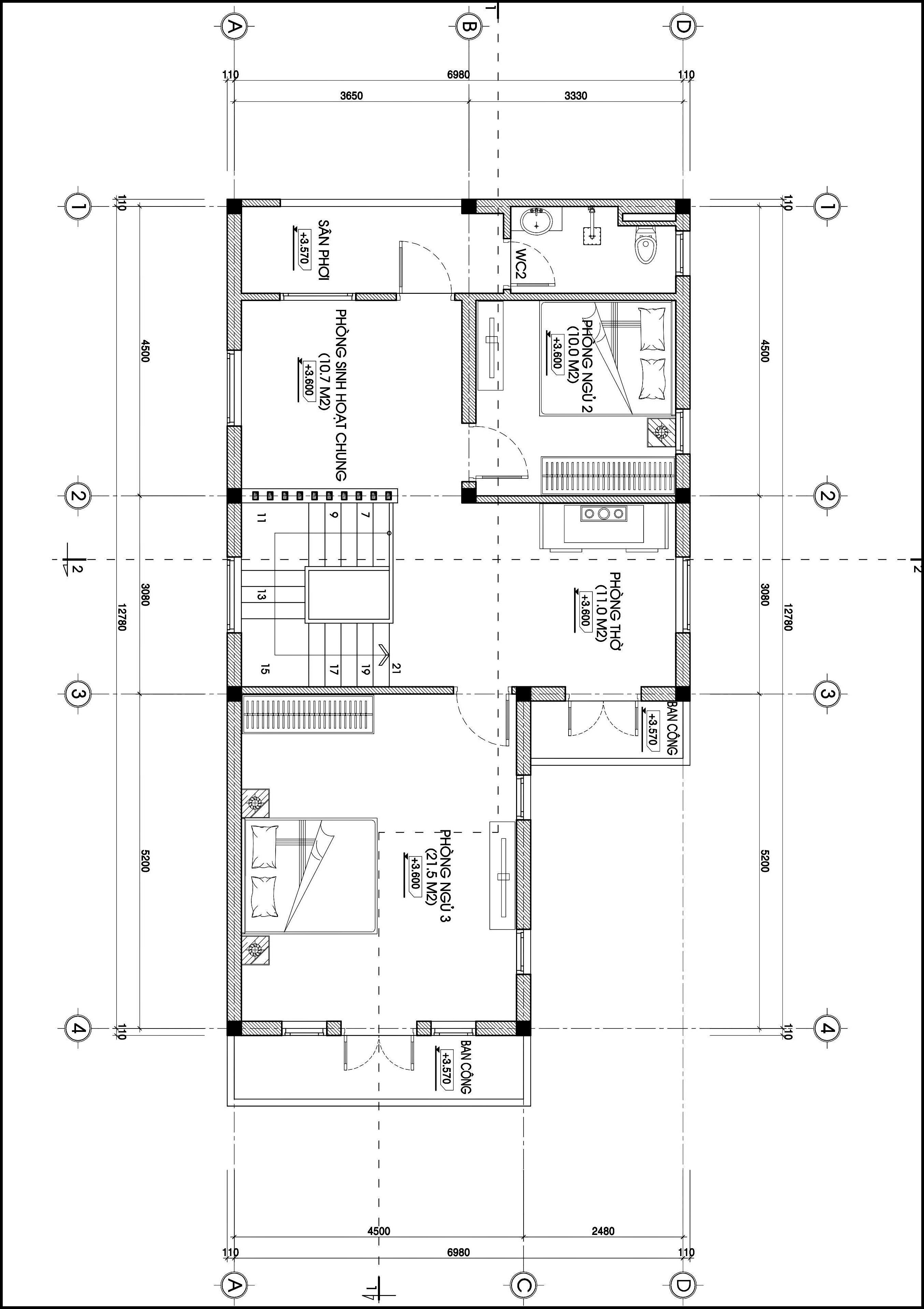 Mẫu biệt thự mini 90m2 1 trệt 1 lầu mái thái anh chinh - msnmn9020