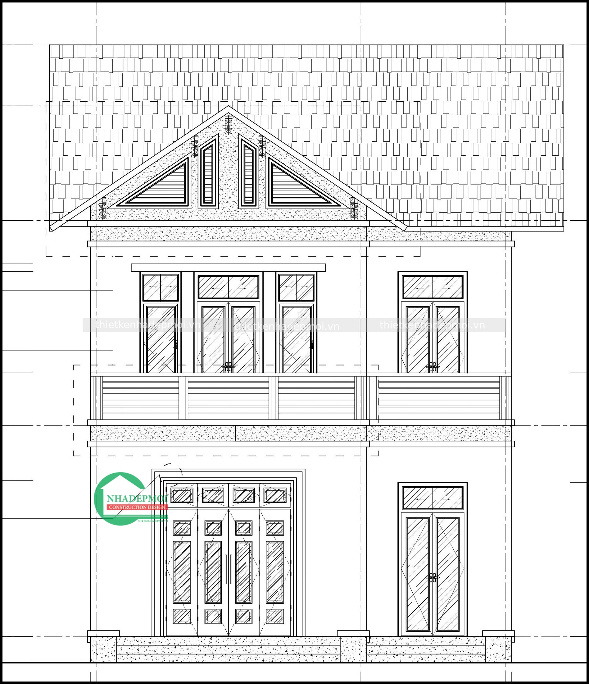 Mẫu biệt thự mini 90m2 1 trệt 1 lầu mái thái anh chinh - msnmn9020