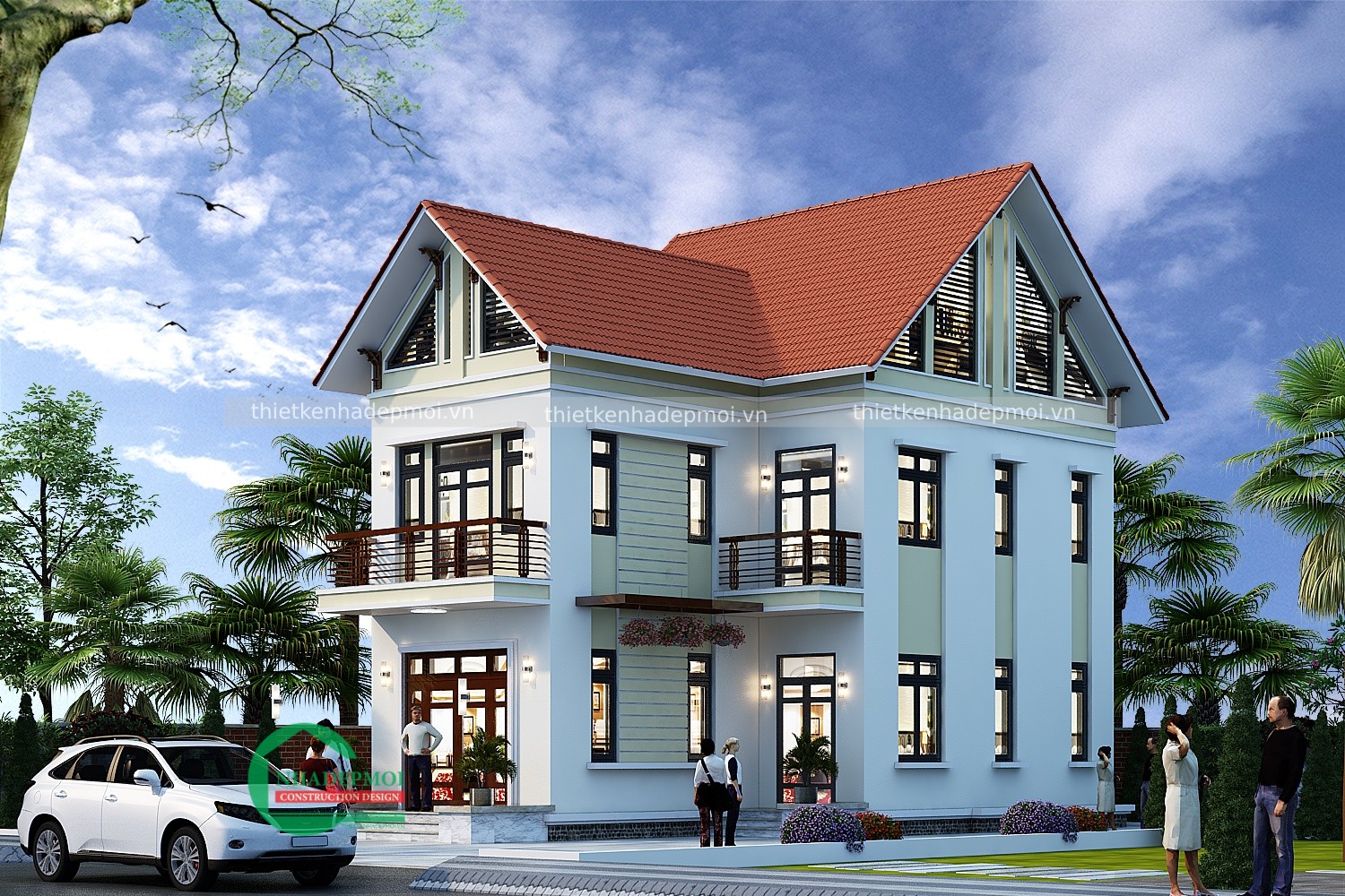 Mẫu biệt thự mini 90m2 1 trệt 1 lầu mái thái anh chinh - msnmn9020