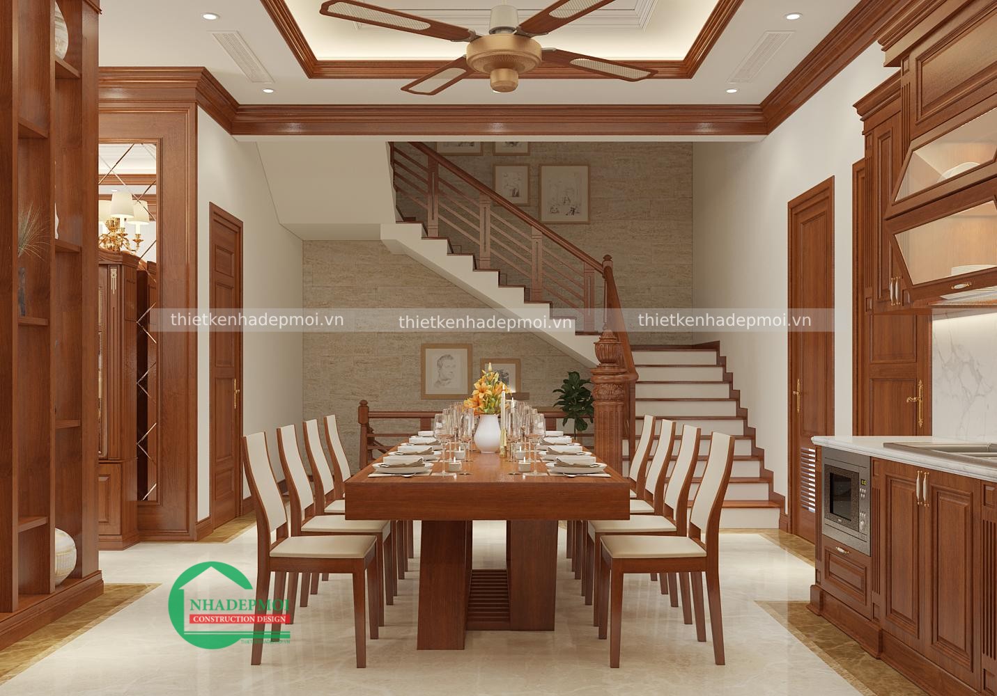 Mẫu thiết kế nội thất gỗ đẹp cho biệt thự anh tuấn - msntg2020