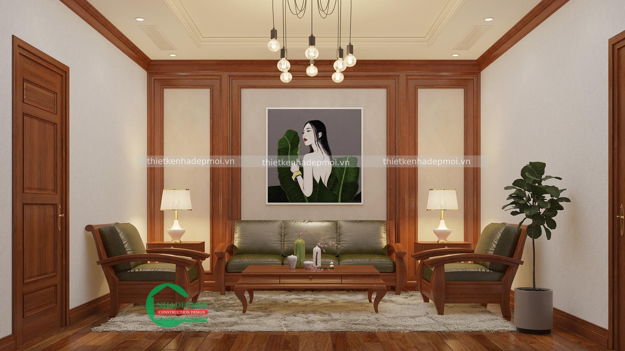 Mẫu thiết kế nội thất gỗ đẹp cho biệt thự anh tuấn - msntg2020