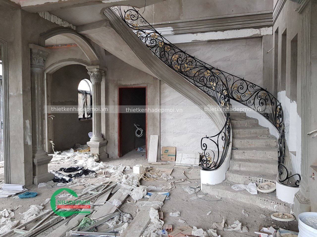 Thi công biệt thự cổ điển 2 tầng 700m2 có sân vườn trọn gói anh duy tiền giang - msxd2020