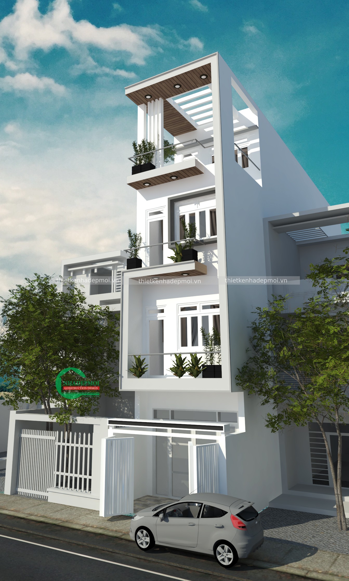 Mẫu thiết kế nhà phố 1 trệt 3 lầu dt 4x15m gò vấp.
