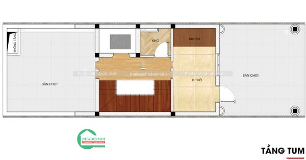 Thiết kế nhà phố tân cổ điển 1 trệt 3 lầu, sân thượng