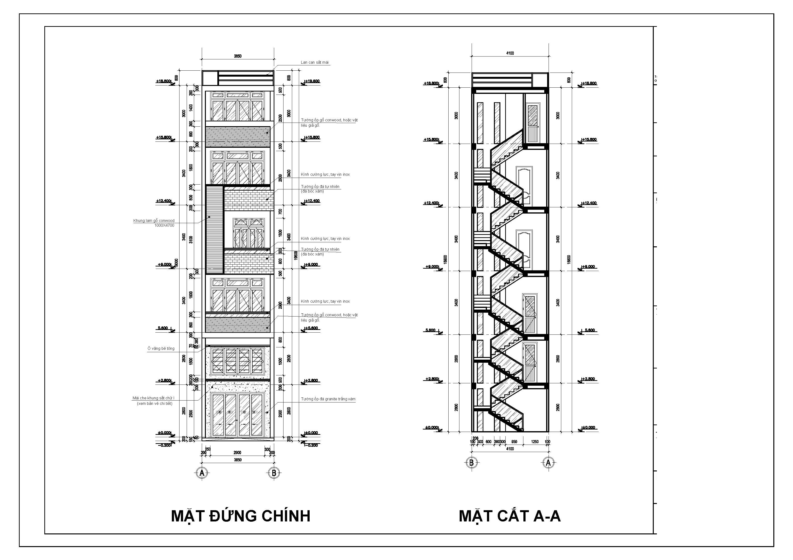 Mẫu nhà phố hiện đại 1 trệt 4 lầu.