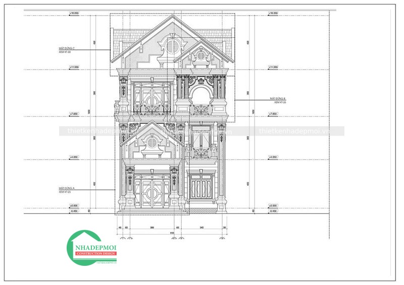 Mẫu biệt thự tân cổ điển 2 tầng.