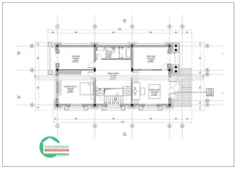 Mẫu biệt thự tân cổ điển 2 tầng.