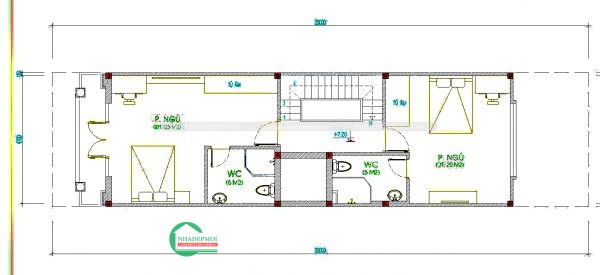 Mẫu thiết kế nhà phố tân cổ điển mặt tiền 5m 1 trệt, 2 lầu, sân thượng.