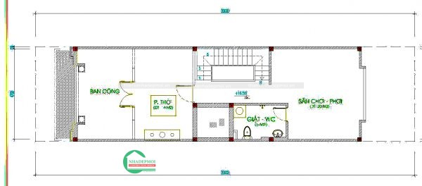 Mẫu thiết kế nhà phố tân cổ điển mặt tiền 5m 1 trệt, 2 lầu, sân thượng.