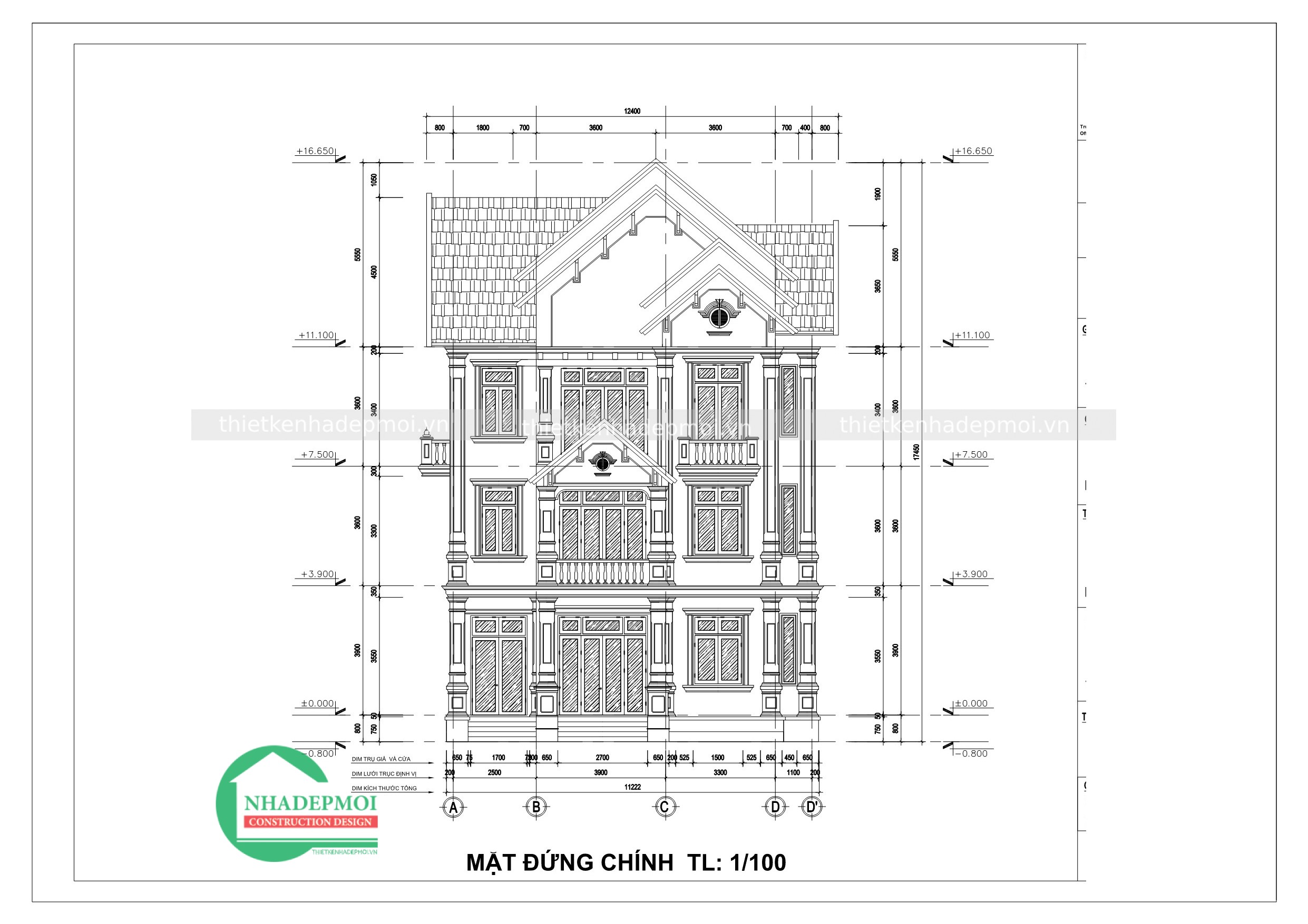 Mẫu biệt thự đẹp bán cổ điển 3 tầng