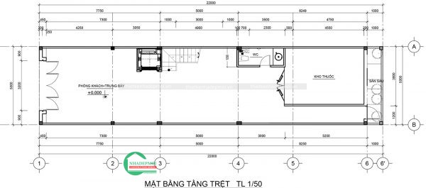 Mẫu nhà phố tân cổ điển 1 trệt 3 lầu kết hợp kinh doanh diện tích 5x22m