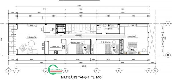 Mẫu nhà phố tân cổ điển 1 trệt 3 lầu kết hợp kinh doanh diện tích 5x22m