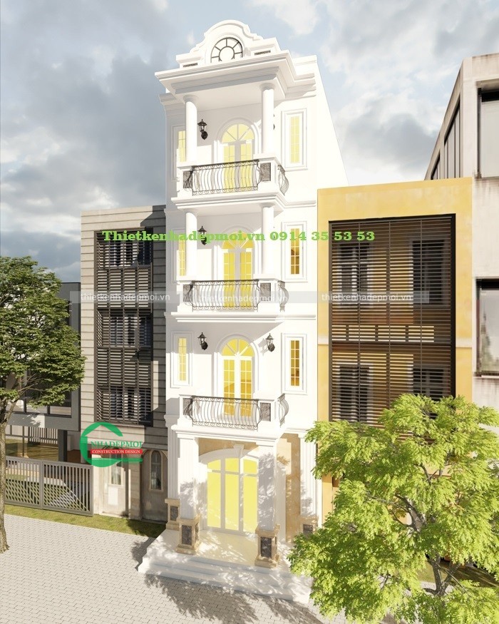 Mẫu nhà phố tân cổ điển 1 trệt 3 lầu kết hợp kinh doanh diện tích 5x22m