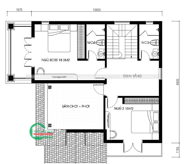 Thiết kế biệt thự 2 tầng 2 mặt tiền mái thái cuốn hút