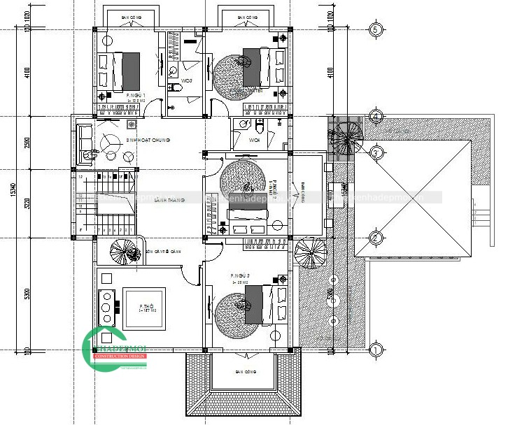 Mẫu nhà biệt thự 2 tầng đẹp hiện đại mái thái