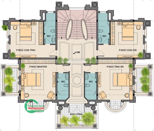 Thiết kế biệt thự cổ điển 3 tầng đẹp ấn tượng, đẳng cấp