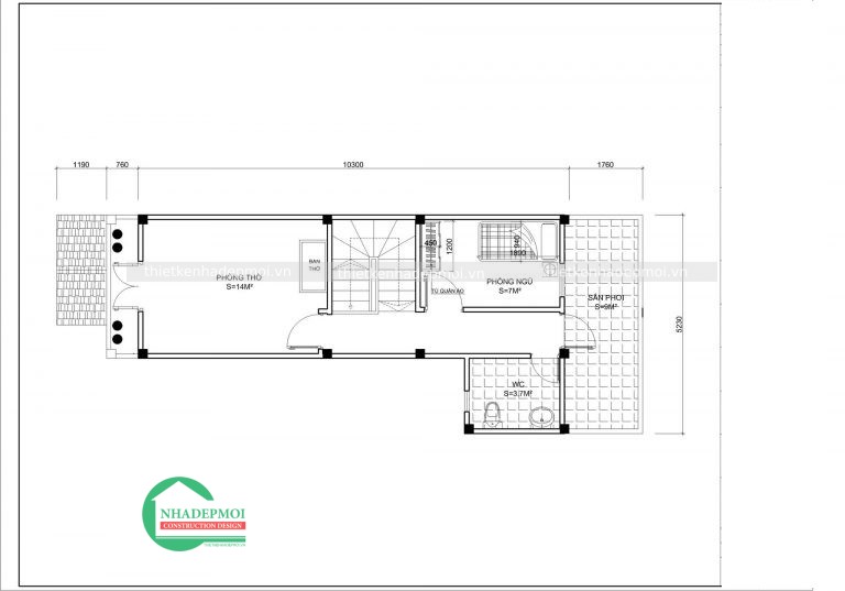 Mẫu nhà mái thái đẹp 3 tầng.