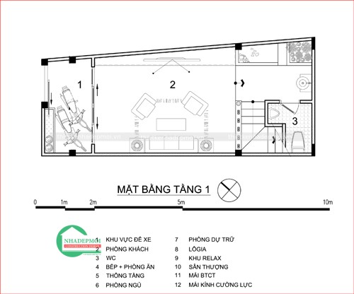 Mẫu nhà phố 1 trệt 3 lầu sân thượng